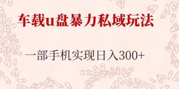 车载u盘暴力私域玩法,长期项目,仅需一部手机实现日入300+