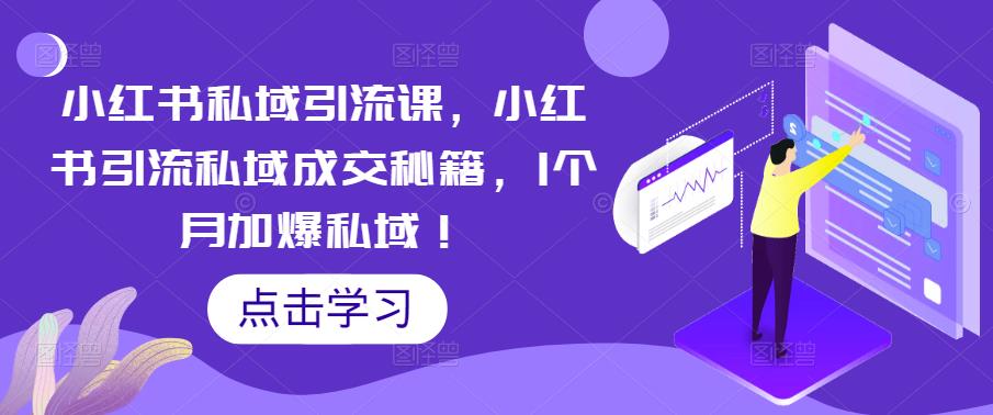 小红书私域引流课,小红书引流私域成交秘籍,1个月加爆私域!