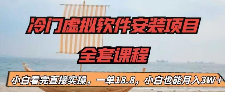 冷门虚拟软件安装项目,一单18.8,小白也能月入3W+【揭秘】