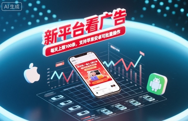 新平台看广告,养好机一条0.3到5米,每天上限100条,支持苹果安卓可批量操作插图 新平台看广告,养好机一条0.3到5米,每天上限100条,支持苹果安卓可批量操作