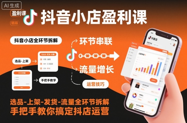 抖音小店盈利课-选品-上架-发货-流量全环节拆解,手把手教你搞定抖店运营插图 抖音小店盈利课-选品-上架-发货-流量全环节拆解,手把手教你搞定抖店运营