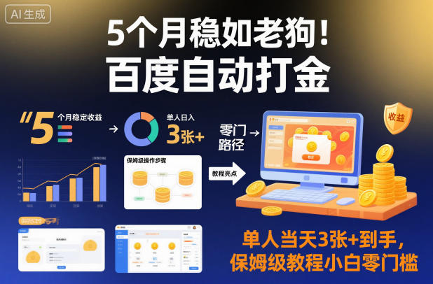 5个月稳如老狗!百度自动打金,单人当天3张+到手,保姆级教程小白零门槛【揭秘】插图 5个月稳如老狗!百度自动打金,单人当天3张+到手,保姆级教程小白零门槛【揭秘】