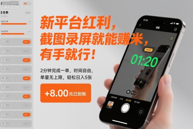 新平台红利,截图录屏就能賺米,有手就行!2分钟完成一单,时间自由,单量无上限,轻松日入5张【揭秘】插图 新平台红利,截图录屏就能賺米,有手就行!2分钟完成一单,时间自由,单量无上限,轻松日入5张【揭秘】