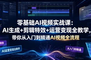 零基础AI视频实战课：AI生成+剪辑特效+运营变现全教学，带你从入门到精通AI视频全流程