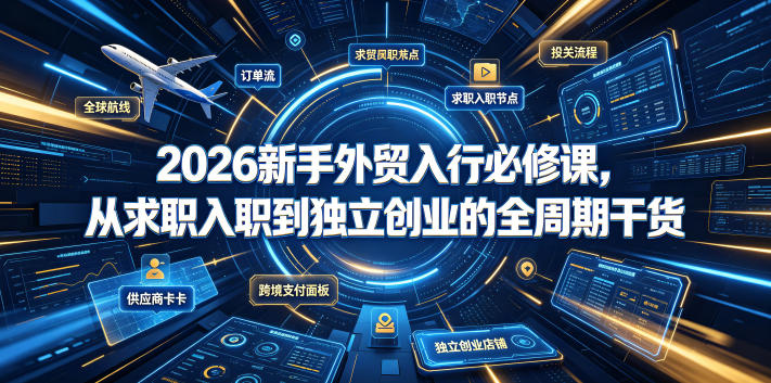 2026新手外贸入行必修课,从求职入职到独立创业的全周期干货插图 2026新手外贸入行必修课,从求职入职到独立创业的全周期干货