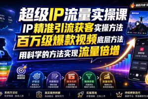 超级IP流量实操课，IP精准引流获客实操方法，百万级爆款视频底层方法，用科学的方法实现流量倍增