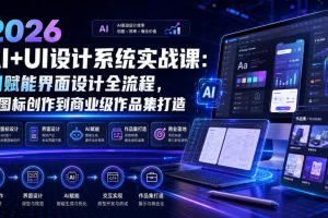 2026 AI+UI设计系统实战课：AI赋能界面设计全流程，从图标创作到商业级作品集打造