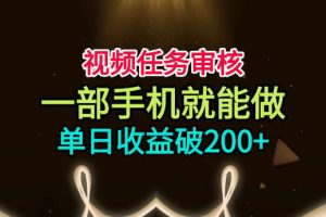 视频任务审核，一部手机就能做，简单上手，单日收益破200+【揭秘】