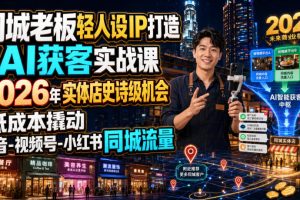同城老板轻人设IP打造+AI获客实战课，2026年实体店史诗级机会，低成本撬动抖音-视频号-小红书同城流量