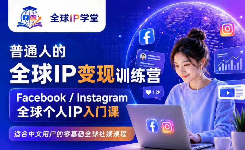 普通人的全球IP变现训练营,Facebook/Instagram全球个人IP入门课,零基础全球社媒课程插图 普通人的全球IP变现训练营,Facebook/Instagram全球个人IP入门课,零基础全球社媒课程