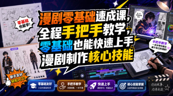 漫剧零基础速成课,全程手把手教学,零基础也能快速上手漫剧制作核心技能插图 漫剧零基础速成课,全程手把手教学,零基础也能快速上手漫剧制作核心技能