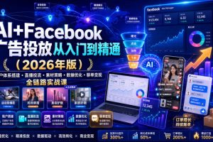 AI+Facebook广告投放从入门到精通（2026年版）｜账户体系搭建直播投流素材策略数据优化聊单变现全链路实战课