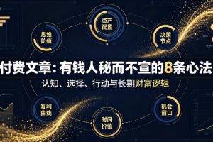 付费文章：有钱人秘而不宣的8条心法