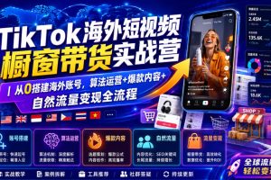 TikTok海外短视频橱窗带货实战营｜从0搭建海外账号，算法运营+爆款内容+自然流量变现全流程