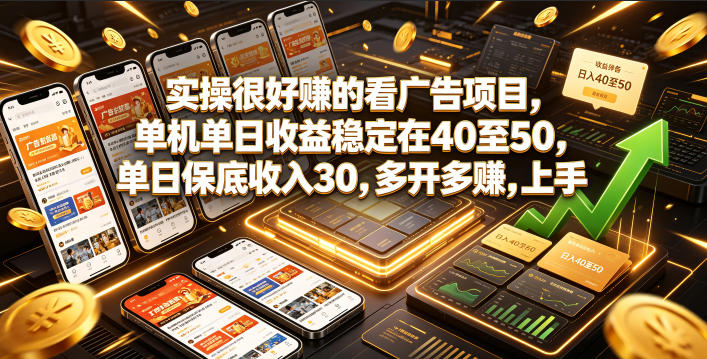 实操很好賺的看广告项目,单机单日收益稳定在40至50,单日保底收入30,多开多賺,上手就能变现【揭秘】插图 实操很好賺的看广告项目,单机单日收益稳定在40至50,单日保底收入30,多开多賺,上手就能变现【揭秘】