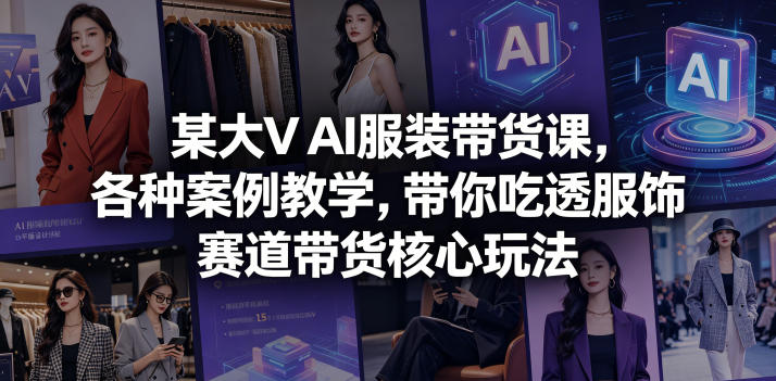 某大V AI服装带货课,各种案例教学,带你吃透服饰赛道带货核心玩法插图 某大V AI服装带货课,各种案例教学,带你吃透服饰赛道带货核心玩法