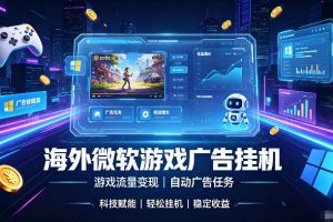 海外游戏广告自动挂G，轻资产海外副业风口，单设备稳定产出500+【揭秘】