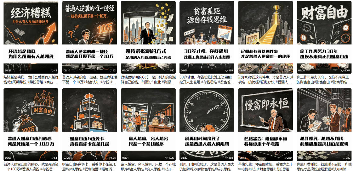 【AI书单】财富书籍图文解读玩法,一键直出,几十条视频,跑出1000单,全流程拆解,新手也可以上手插图1 【AI书单】财富书籍图文解读玩法,一键直出,几十条视频,跑出1000单,全流程拆解,新手也可以上手