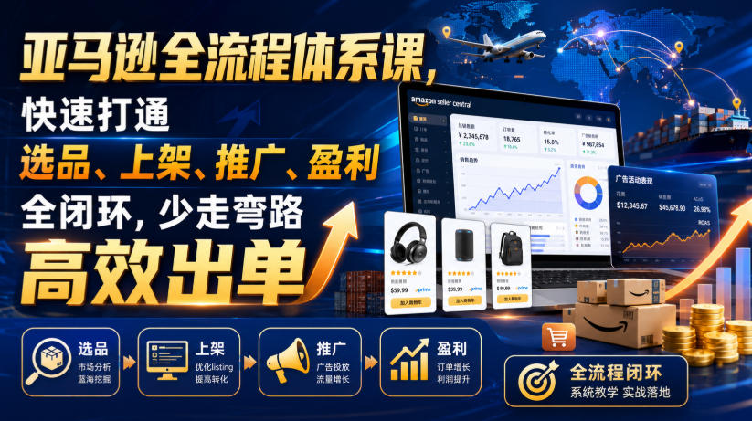 亚马逊全流程体系课,快速打通选品、上架、推广、盈利全闭环,少走弯路高效出单插图 亚马逊全流程体系课,快速打通选品、上架、推广、盈利全闭环,少走弯路高效出单