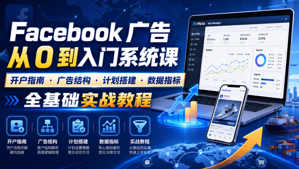 Facebook广告新手从0到入门系统课|开户指南广告结构计划搭建数据指标全基础实战教程插图 Facebook广告新手从0到入门系统课|开户指南广告结构计划搭建数据指标全基础实战教程