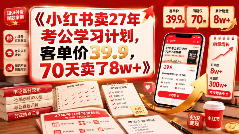 小红书卖27年考公学习计划,客单价39.9,70天卖了8w+!插图 小红书卖27年考公学习计划,客单价39.9,70天卖了8w+!