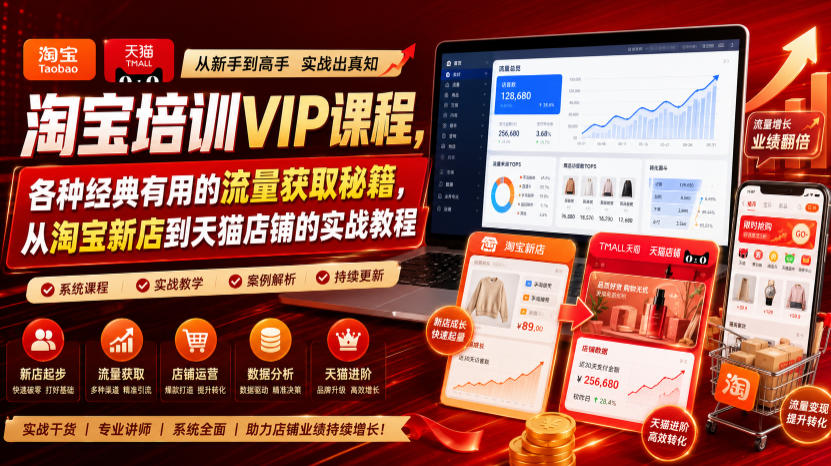 淘宝培训VIP课程,各种经典有用的流量获取秘籍,从淘宝新店到天猫店铺的实战教程(更新7月)插图 淘宝培训VIP课程,各种经典有用的流量获取秘籍,从淘宝新店到天猫店铺的实战教程(更新7月)