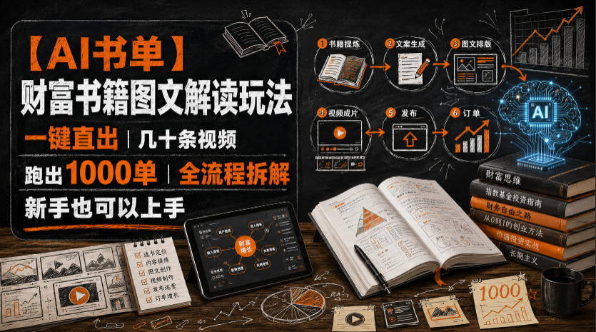 【AI书单】财富书籍图文解读玩法,一键直出,几十条视频,跑出1000单,全流程拆解,新手也可以上手插图 【AI书单】财富书籍图文解读玩法,一键直出,几十条视频,跑出1000单,全流程拆解,新手也可以上手