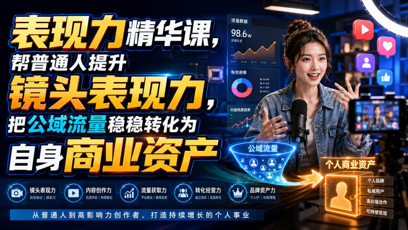 表现力精华课,帮普通人提升镜头表现力,把公域流量稳稳转化为自身商业资产插图 表现力精华课,帮普通人提升镜头表现力,把公域流量稳稳转化为自身商业资产