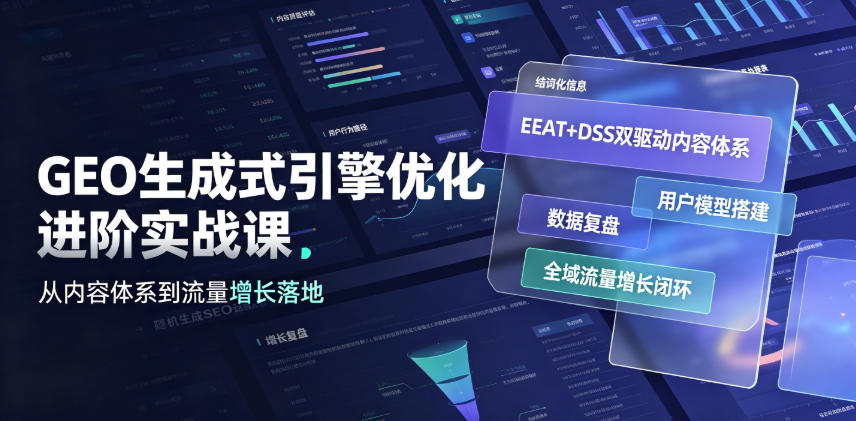 GEO生成式引擎优化进阶实战课|EEAT+DSS双驱动内容体系、用户模型搭建、数据复盘、全域流量增长闭环落地教程插图 GEO生成式引擎优化进阶实战课|EEAT+DSS双驱动内容体系、用户模型搭建、数据复盘、全域流量增长闭环落地教程