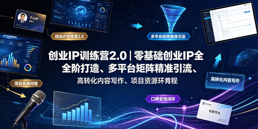 创业IP训练营2.0|零基础创业IP全阶打造、多平台矩阵精准引流、高转化内容写作、项目资源对接与口碑变现闭环课程插图 创业IP训练营2.0|零基础创业IP全阶打造、多平台矩阵精准引流、高转化内容写作、项目资源对接与口碑变现闭环课程