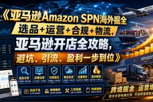 亚马逊Amazon SPN海外掘全，选品+运营+合规+物流，亚马逊开店全攻略，避坑、引流、盈利一步到位