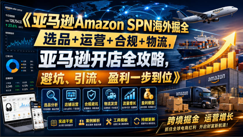 亚马逊Amazon SPN海外掘全,选品+运营+合规+物流,亚马逊开店全攻略,避坑、引流、盈利一步到位插图 亚马逊Amazon SPN海外掘全,选品+运营+合规+物流,亚马逊开店全攻略,避坑、引流、盈利一步到位