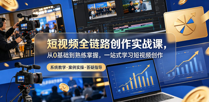 短视频全链路创作实战课,从0基础到熟练掌握,一站式学习短视频创作插图 短视频全链路创作实战课,从0基础到熟练掌握,一站式学习短视频创作