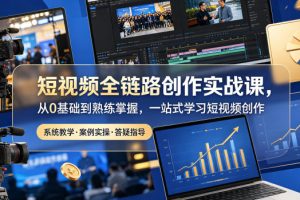 短视频全链路创作实战课，从0基础到熟练掌握，一站式学习短视频创作