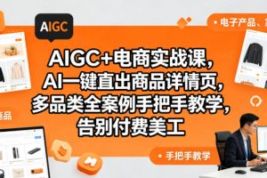 AIGC+电商实战课，AI一键直出商品详情页，多品类全案例手把手教学，告别付费美工（更新0704）