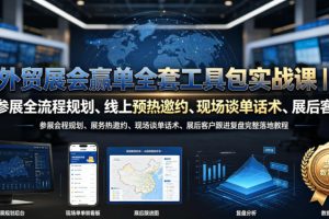 外贸展会赢单全套工具包实战课｜参展全流程规划、线上预热邀约、现场谈单话术、展后客户跟进复盘完整落地教程