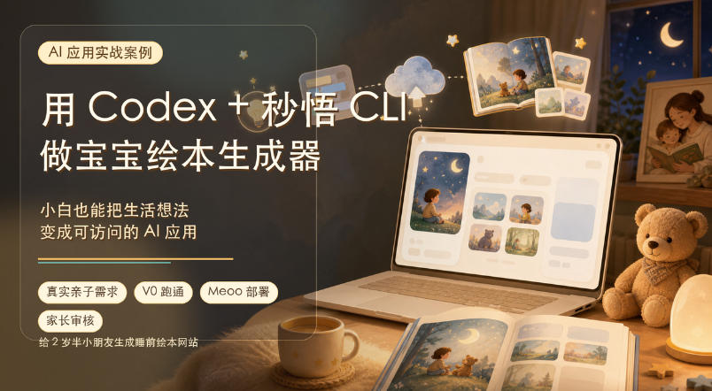 AI应用实战案例,用Codex+秒悟CLl做宝宝绘本生成器,小白也能把生活想法变成可访问的AI应用插图 AI应用实战案例,用Codex+秒悟CLl做宝宝绘本生成器,小白也能把生活想法变成可访问的AI应用