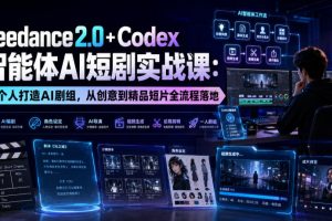 Seedance2.0+Codex智能体AI短剧实战课：一个人打造AI剧组，从创意到精品短片全流程