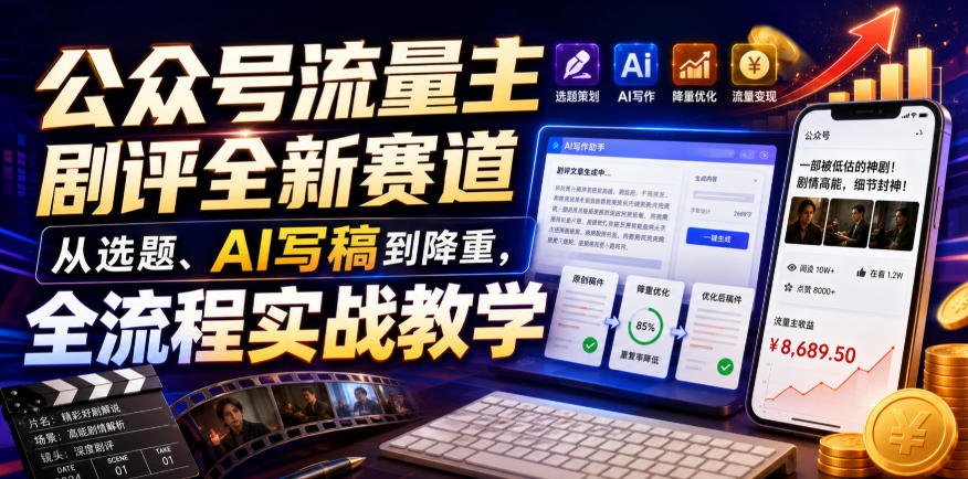 公众号流量主剧评全新赛道,从选题、AI写稿到降重,全流程实战教学插图 公众号流量主剧评全新赛道,从选题、AI写稿到降重,全流程实战教学