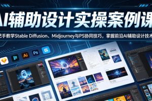 AI辅助设计实操案例课，手把手教学Stable Diffusion、Midjourney与PS协同技巧，掌握前沿AI辅助设计技术