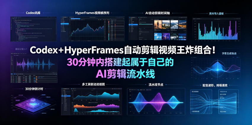 Codex+HyperFrames自动剪辑视频王炸组合!30分钟内搭建起属于自己的AI剪辑流水线(完整版实操教程手册)插图 Codex+HyperFrames自动剪辑视频王炸组合!30分钟内搭建起属于自己的AI剪辑流水线(完整版实操教程手册)