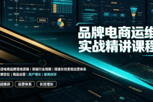 品牌电商运维实战精讲课程｜吃透电商品牌落地逻辑、穿越行业周期、搭建长效变现运营体系