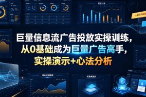 巨量信息流广告投放实操训练，从0基础成为巨量广告高手，实操演示+心法分析