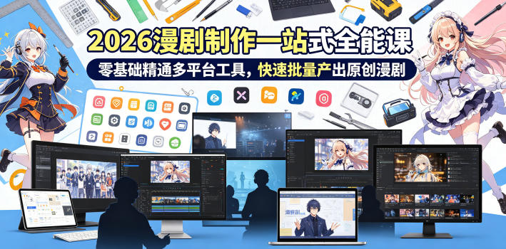 2026 AI漫剧制作一站式全能课,零基础精通多平台工具,快速批量产出原创漫剧插图 2026 AI漫剧制作一站式全能课,零基础精通多平台工具,快速批量产出原创漫剧