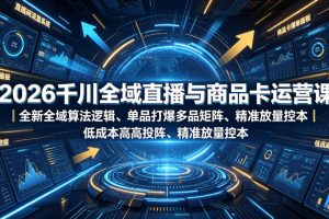 2026千川全域直播与商品卡运营课｜全新全域算法逻辑、单品打爆多品矩阵、精准放量控本、低成本高投产投流实战教程