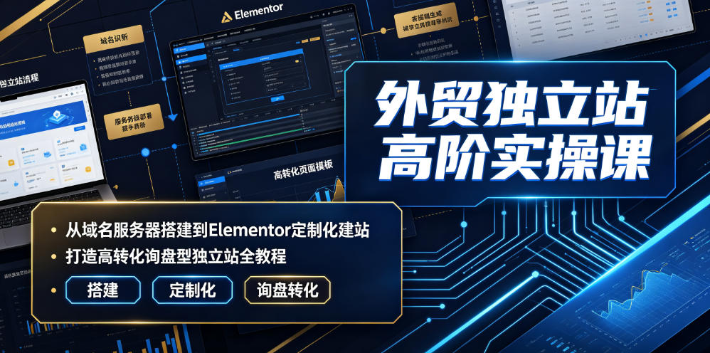 外贸独立站高阶实操课|从域名服务器搭建到Elementor定制化建站,打造高转化询盘型独立站全教程插图 外贸独立站高阶实操课|从域名服务器搭建到Elementor定制化建站,打造高转化询盘型独立站全教程