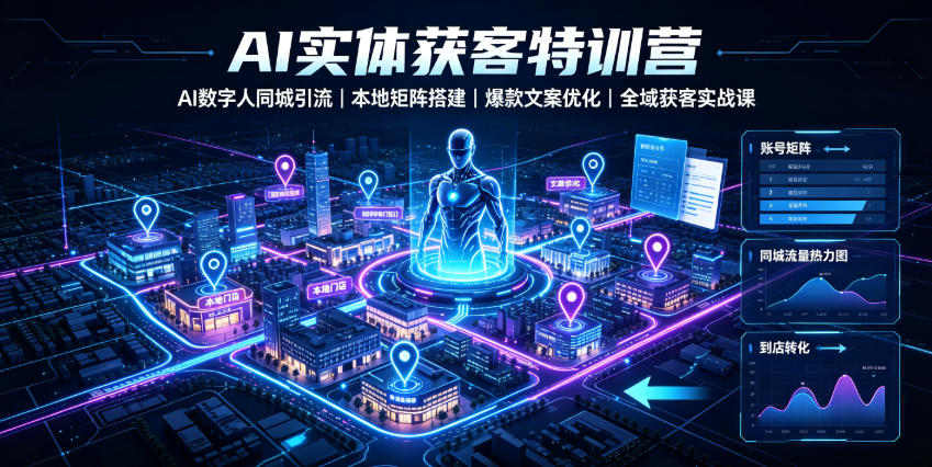 AI实体获客特训营|AI数字人同城引流、本地矩阵搭建、爆款文案优化全域获客实战课插图 AI实体获客特训营|AI数字人同城引流、本地矩阵搭建、爆款文案优化全域获客实战课