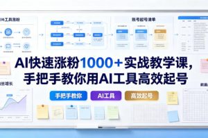 AI快速涨粉1000＋实战教学课，手把手教你用AI工具高效起号