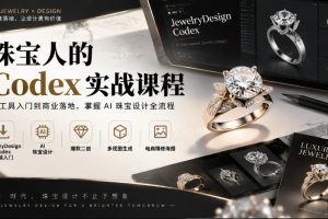 珠宝人的Codex实战课程｜JewelryDesign Codex安装入门、AI珠宝设计、爆款二创、多视图生成、电商精修海报全链路教学