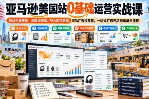 亚马逊美国站0基础运营实战课｜选品利润核算、关键词布局、FBA库存管理、新品广告投放等，一站式打通开店到出单全流程
